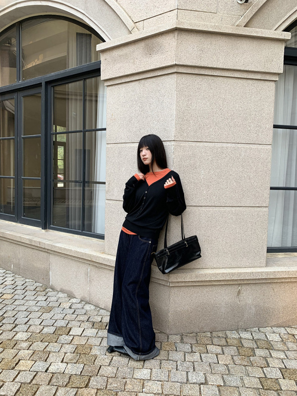 誉一新款2025秋季慵懒风V领针织衫女ins宽松百搭长袖上衣女cm1047|undefined