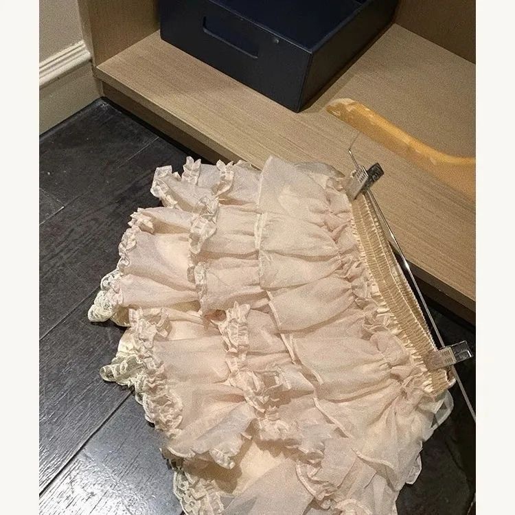 年齢を軽減する甘いバレエスカートレースピンクガールチュチュスカートスプライシングレーススリムケーキ新しいショートスカート|undefined