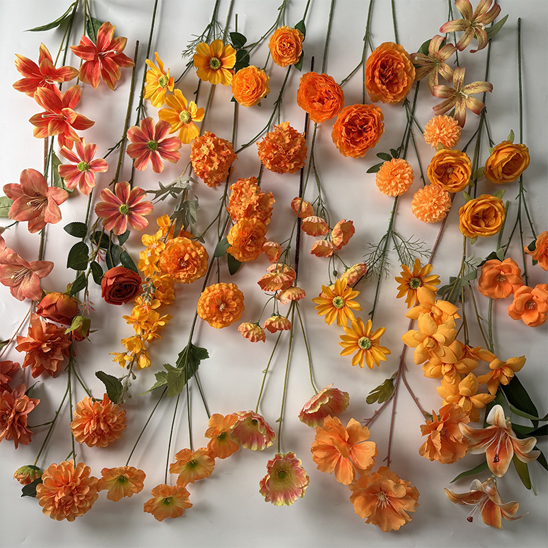 Artificial Flowers Orange Orange Flower Material Artificial Rose Artificial Flowers Wedding Wedding Hall Home Decoration Artificial Flowers Purple Orchid