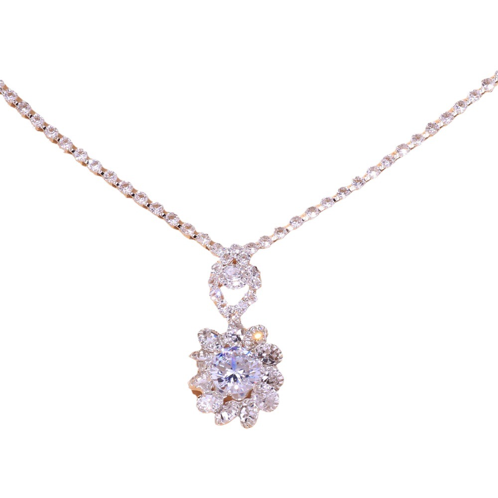 Europea y americana joyería nupcial traje moda flor rhinestone collar conjunto de dos piezas accesorios de temperamento conjunto de joyas