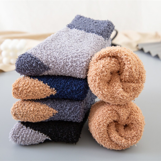 Men's Slippers Socks Crew Sailor Socks Cross-Border Amazon Season Coral Velvet Home Velvet Socks Warm Sleeping Socks Men's Socks