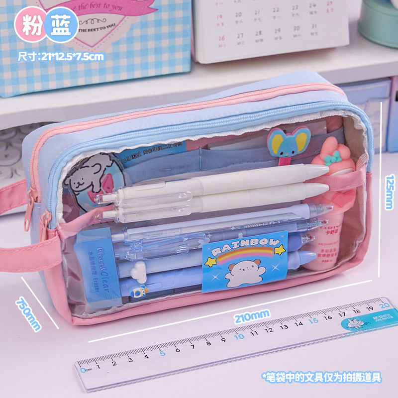 2024 estuche para lápices de gran capacidad ins caja de papelería para estudiantes simple de alto valor para estudiantes de primaria caja de lápices de sentido avanzado para mujeres