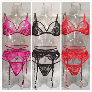 AliExpress Cross-border Supply Lace Pattern Sexy Lingerie Push-up Chest Body-shaping Split Lingerie Set for Women