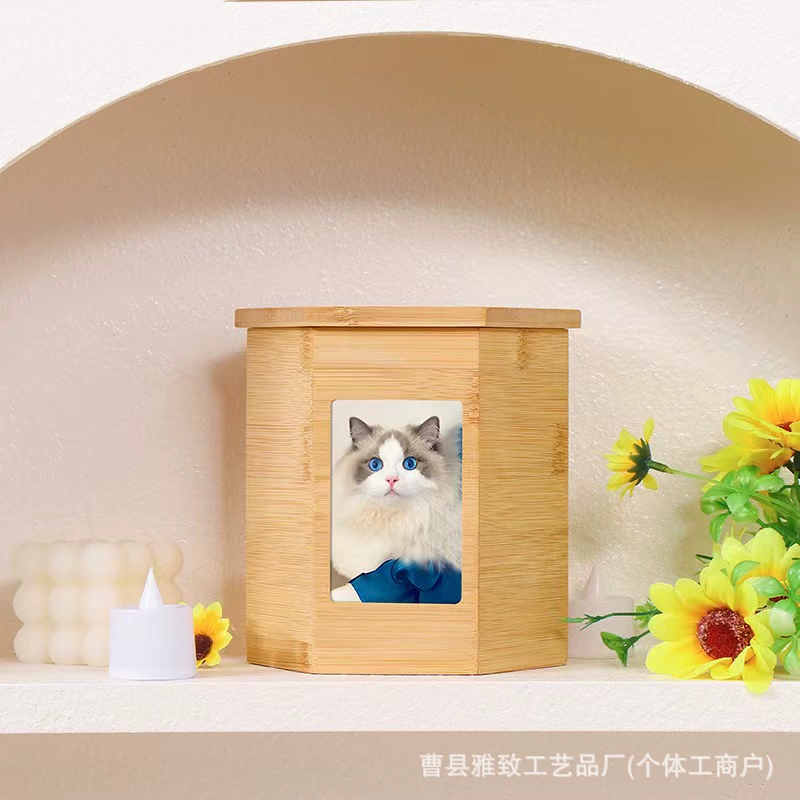 Кросс-бордерная новая деревянная урна для питомцев из массива дерева с памятной фоторамкой для собак и кошек, урна для похорон питомцев