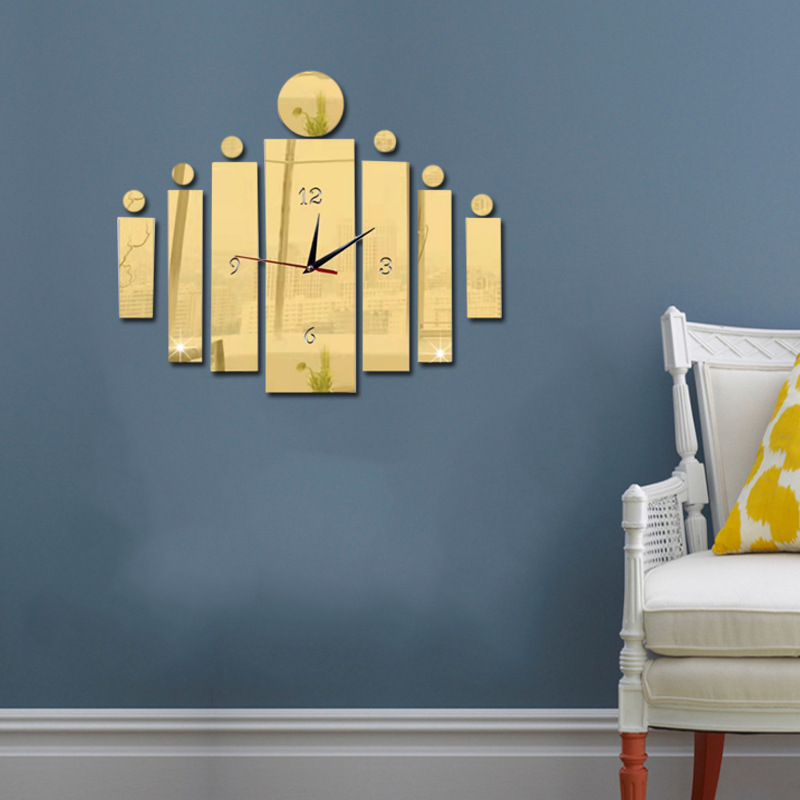 Crystal three-dimensional acrylic home living room background wall sticker clock creative decoration painting_voghion.com