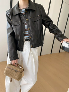 Spring retro polyurethane short jacket, American style