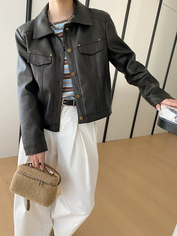 Spring retro polyurethane short jacket, American style