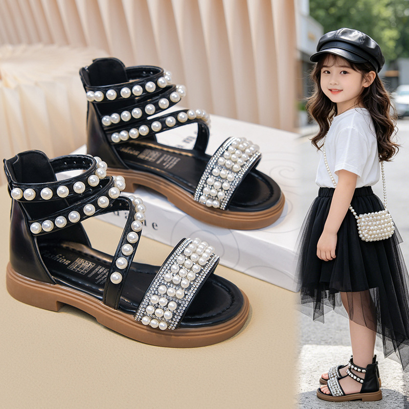 Zapatos casuales de moda para niñas versátiles 2026 verano nuevos niños huecos zapatos princesa zapatos de diamante de perla image 8