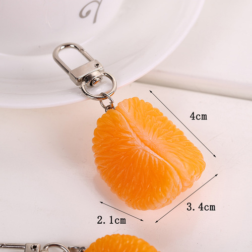 Fruit simulation orange petal keychain pvc alloy keychain pendant girl funny jewelry pendant wholesale