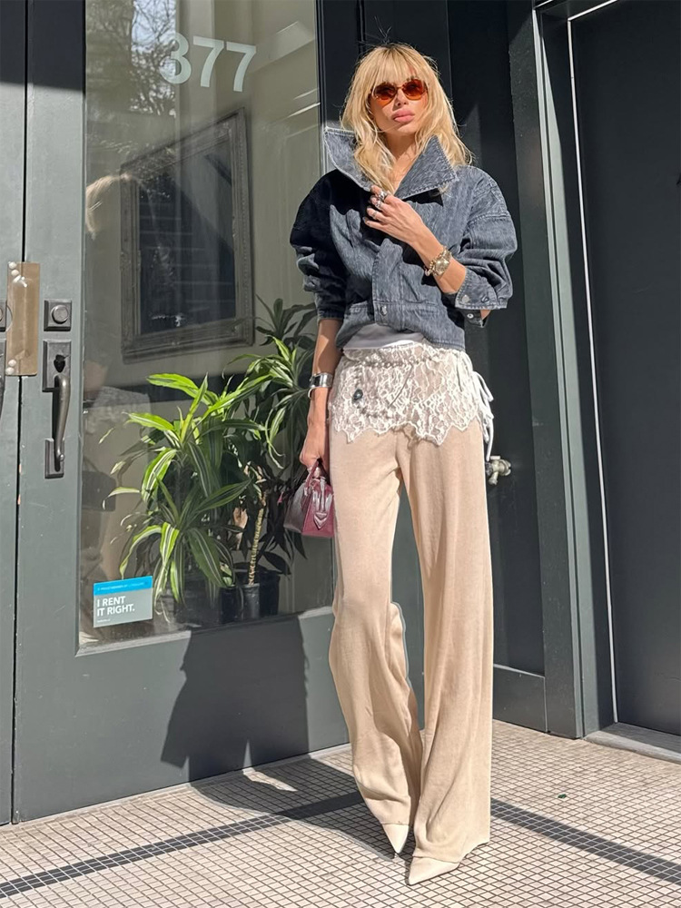 Modas de encaje sólido coreano pantalones delgados y sexy primavera 2026 nuevo estilo transfronterizo europeo y americano image 3