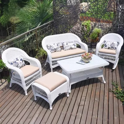 Mesas y sillas al aire libre patio jardín villa balcón al aire libre mecedora ratán casual combinación de sillas de ratán muebles de terraza al aire libre