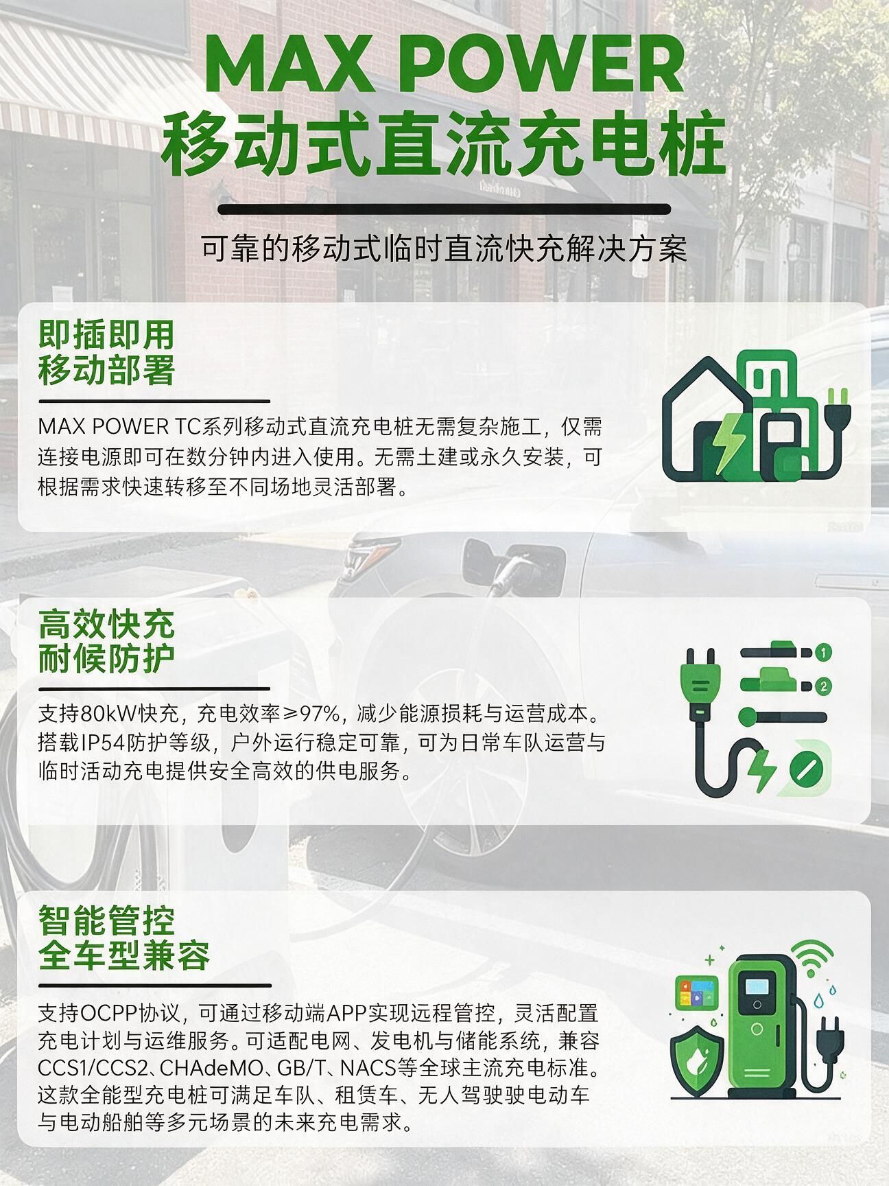 European Standard Portable Dc Mobile Charging Station 30/80Kw New Energy Outdoor Car Charging Equipment