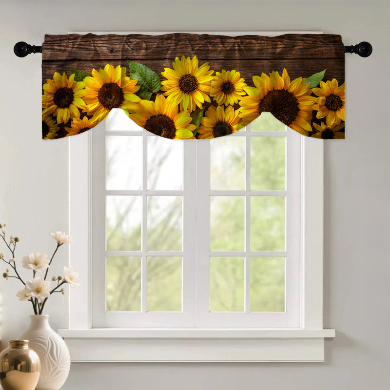 Cross-border Hot-sale Pastoral Style Strap Window Curtain Small Curtain Bay Window Short Curtain Living Room Kitchen Bedroom Half Curtain