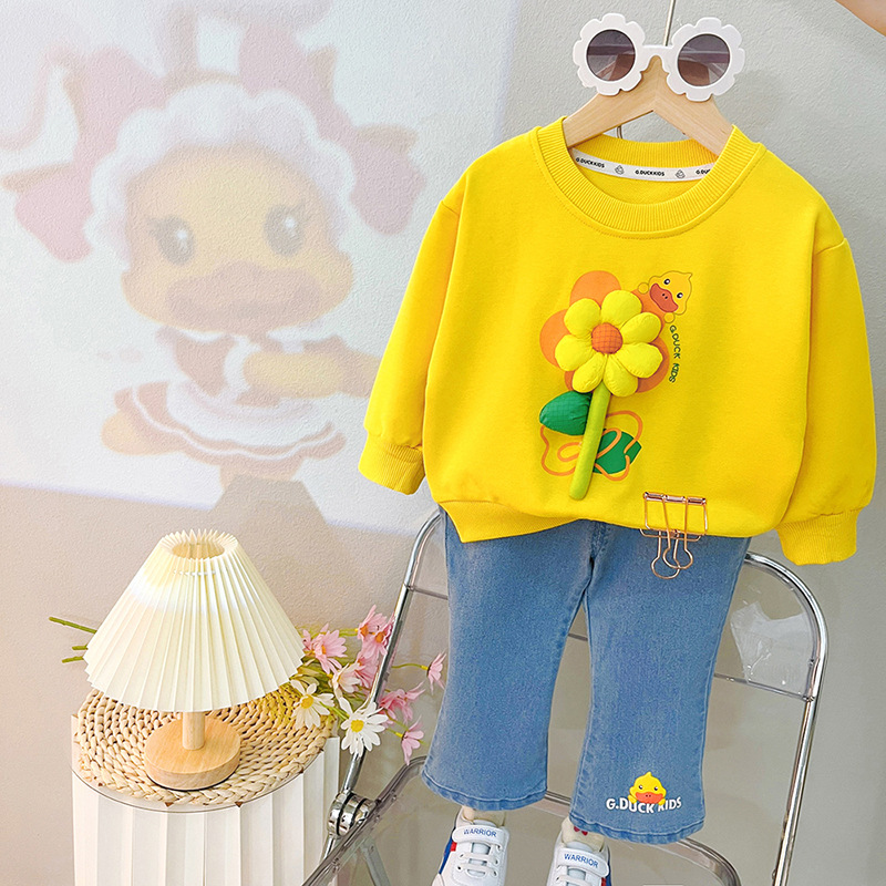 Cute Cartoon Flower Cotton Girls Clothing Sets display picture 1