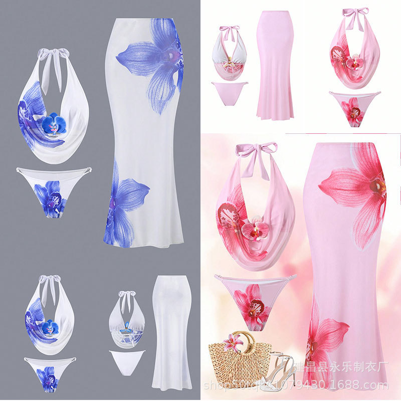 2026 Women's Swimwear Cross-Border European and American Foreign Trade Hot-Selling Printed Tie-Up Sexy Bikini Two-Piece Swimsuit