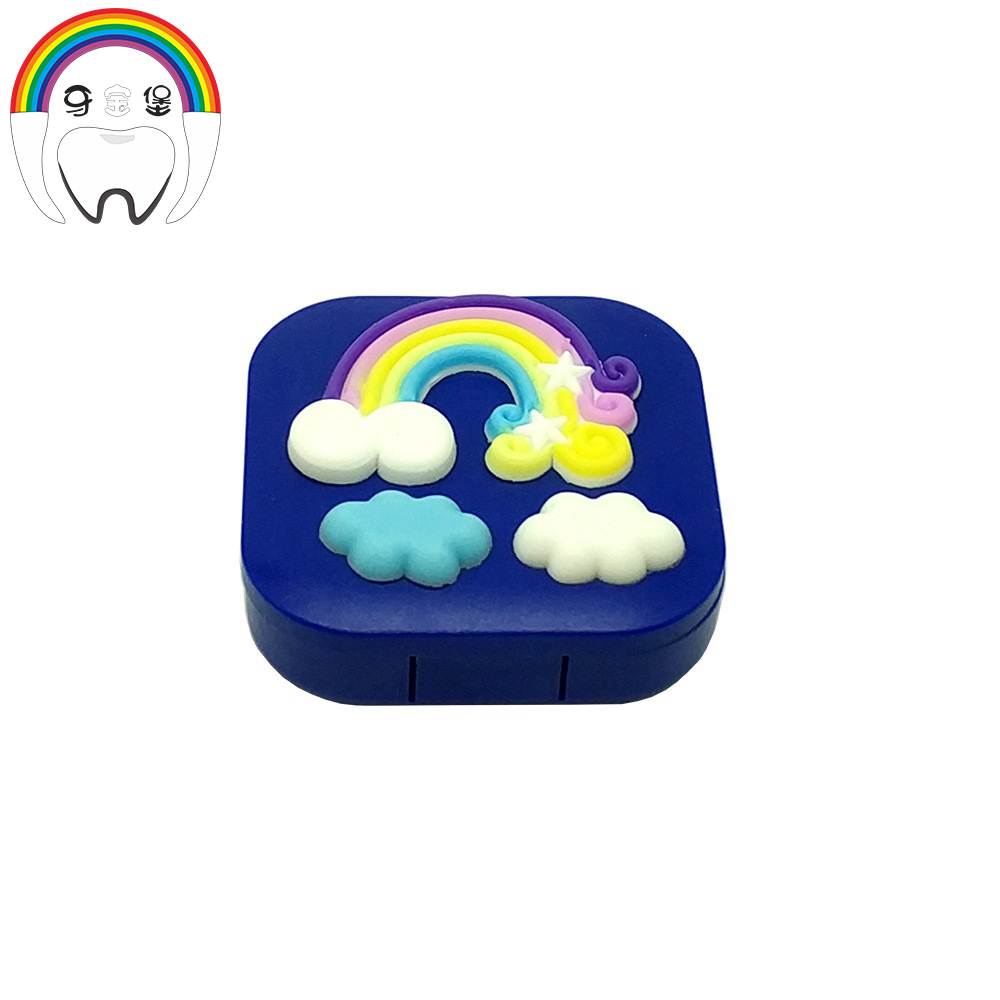 Pegamento suave Arco Iris nubes blancas pequeños dientes de los niños lindos cambiando colección almacenamiento masculino y femenino bebé pezón Caja Mini