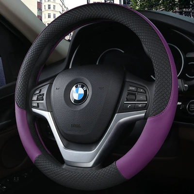 Steering wheel cover – Models Embossed Export Cross-Border Dropshipping - high-quality-double-line-black-purple-round