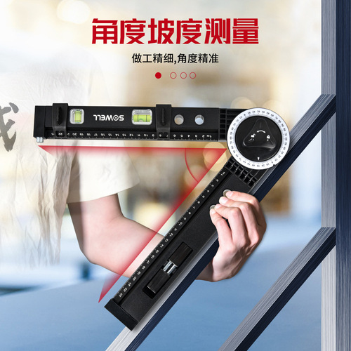 Multifunctional marking ground guide, woodworking marking device, compass, slope measuring angle meter, picture hanging device, horizontal positioning tool