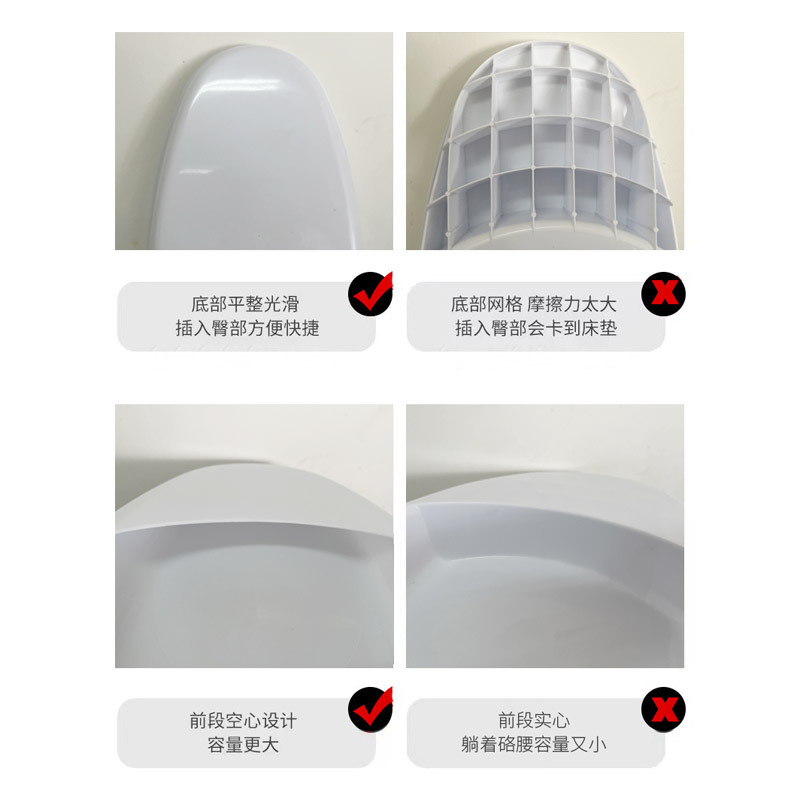 Orinal de plástico blanco horizontal con tapa orinal conveniente para los ancianos con mango engrosado suave orinal de pico de pato