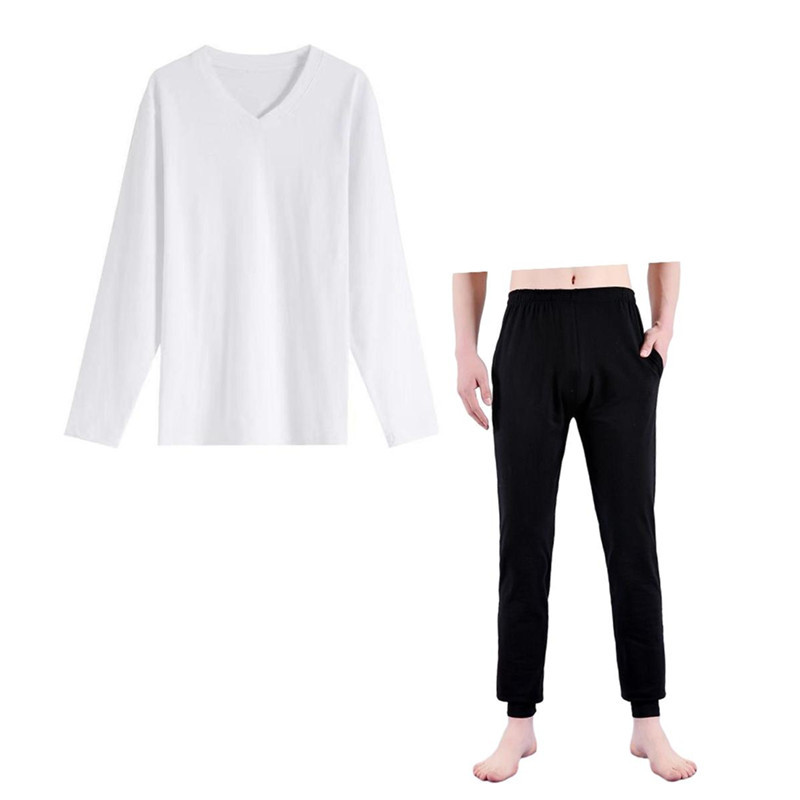 White v-neck long sleeve + black radish pants