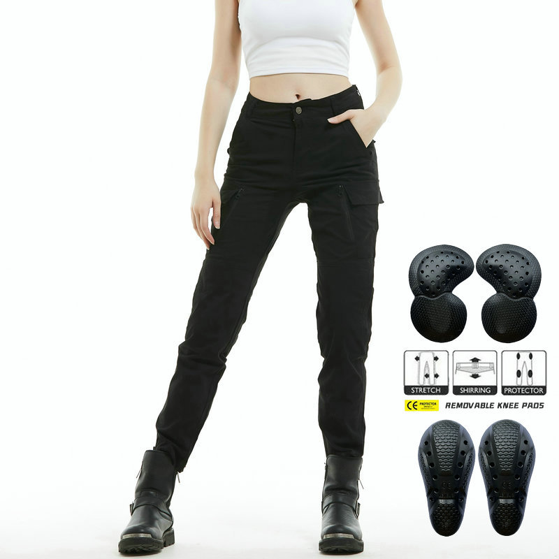 VOLERO pantalones de montar en motocicleta Caballero de las mujeres casual retro multi-Bag overoles Slim motocicleta anti-caída Pantalones