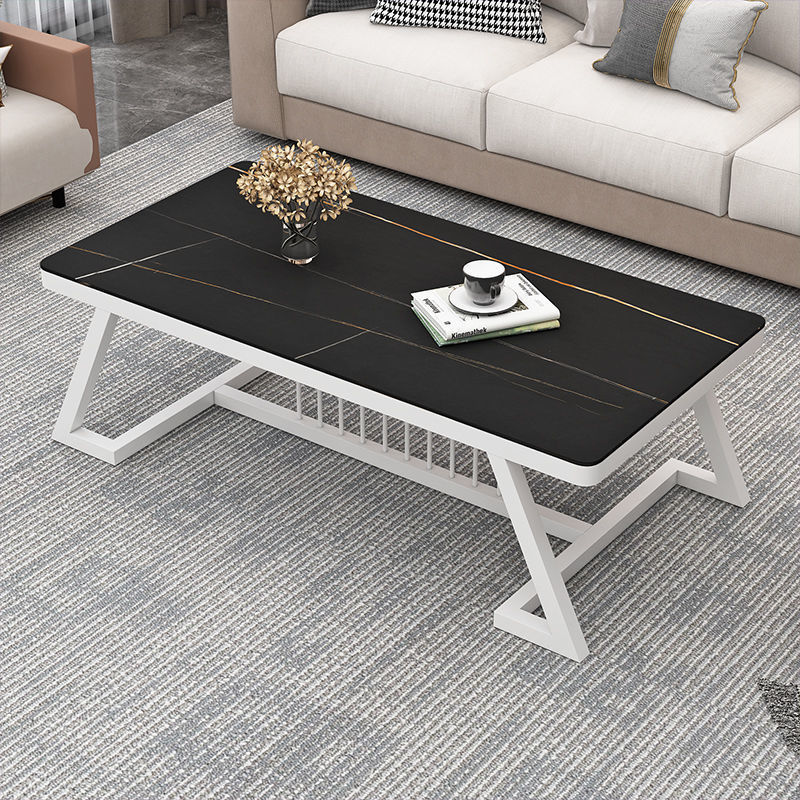 Nuevo tipo de mesa de té de tabla de roca pequeña casa de alquiler de sala de estar familiar simple moderna red balcón combinación de mesa de té lujosa ligera