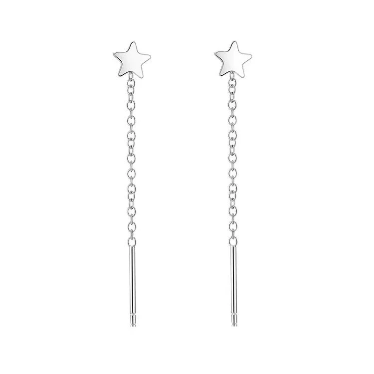 Серебряная игла, серьги, короткая цепочка с кисточками, серебро 925 образец, оптом, стиль легкой роскоши
