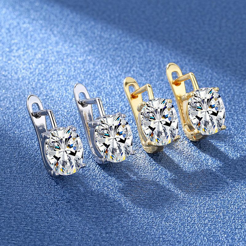 Amazon cross-border S925 silver shiny zircon earrings female ear buckle Korean version of simple ear jewelry spot wholesale