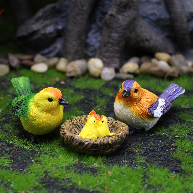 Трансграничные садовые украшения Птичье гнездо мох микро пейзаж птица имитация смолы ремесла маленькие украшения