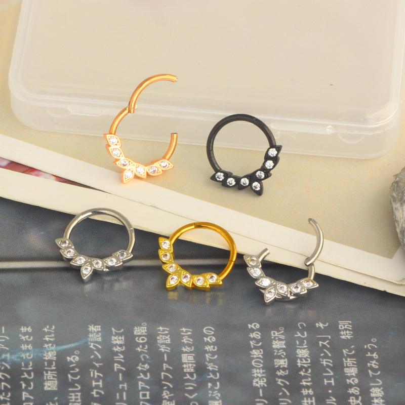 Personalized Star Nose Ring Nose Clip Ear Cartilage Piercing Jewelry Rose Gold 1.2x10mm Stainless Steel detail image 9