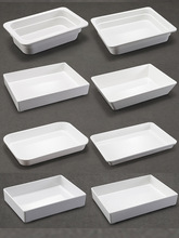 鸭货摆盘长方形塑料卤菜盘密胺商用展示盘子熟食盘份数盘白色托盘