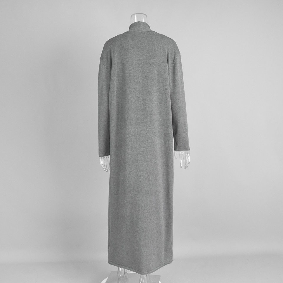 Bộ đầm dài kèm áo cardigan dệt kim dài tay nữ — Màu cà phê đậm, Màu hồng, Màu trắng, Màu xám chi tiết 21