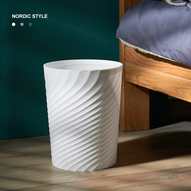 Large Capacity Household Trash Can with a Press Ring, Lidless, Suitable for Toilets, Dormitories, Kitchens, and Living Rooms, Modern and Simple New Style Waste Bin