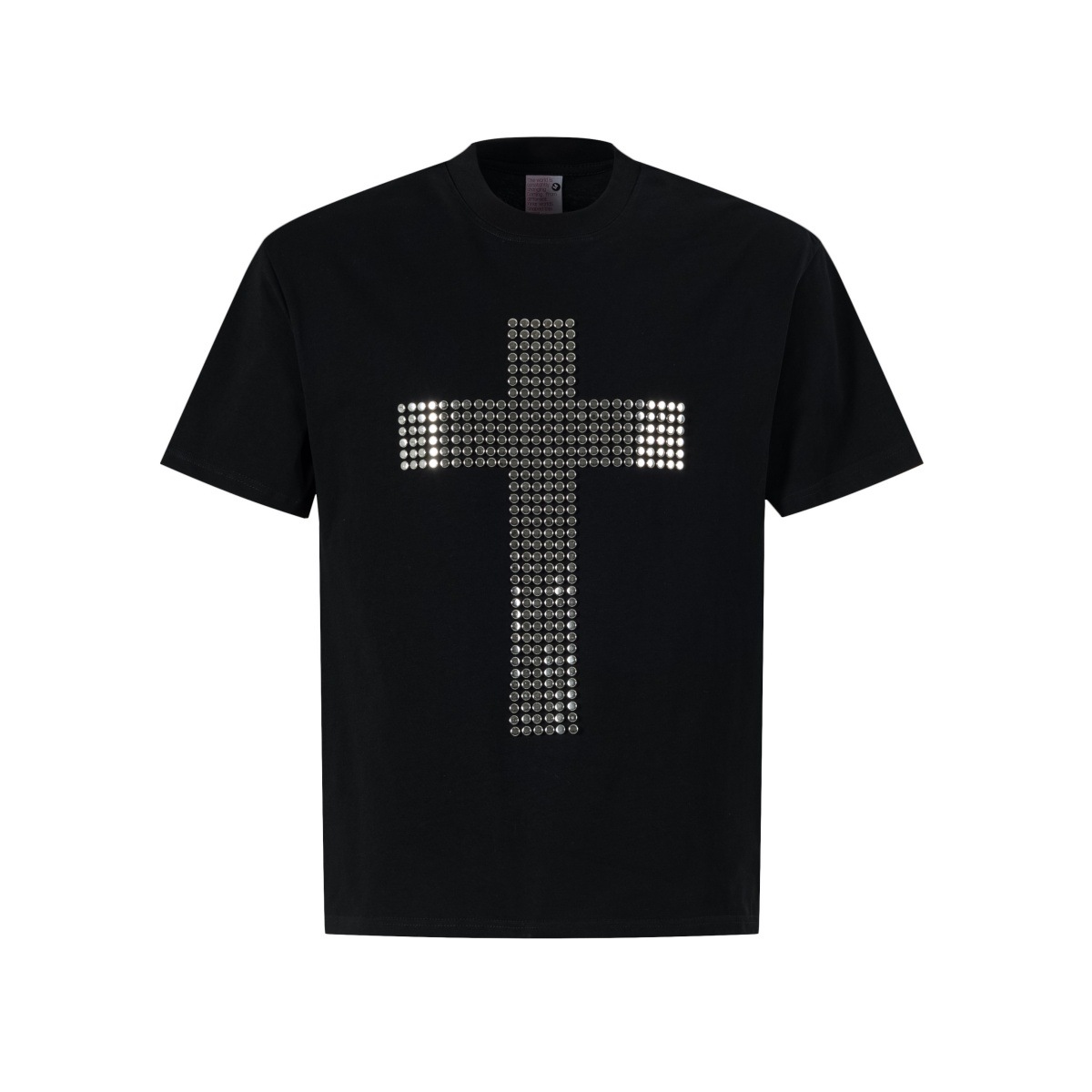 T1171 estilo americano de verano de calle de moda masculina y femenina parche de diseño de cruz camiseta de manga corta de hombre de alto nivel