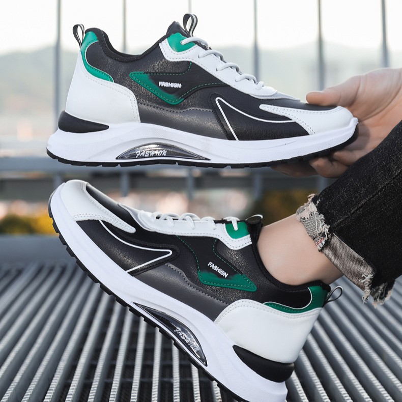 Nuevos zapatos deportivos primavera y otoño zapatos casuales de cuero impermeables para hombres, tendencia de malla transpirable, zapatos de suela suave cómodos y versátiles para correr