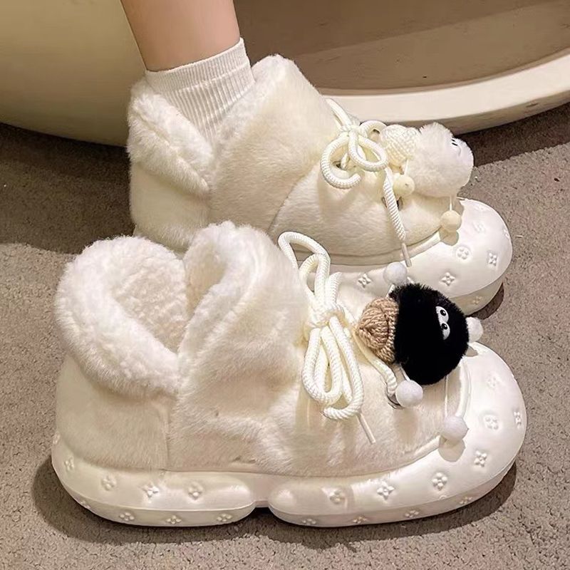 Cute 2023 New Style Fluffy Winter Thick-Soled Snow Boots for Women, Versatile Cotton Slippers with Heel Cover Cute 2023 New Style Fluffy Winter Thick-Soled Snow Boots for Women, Versatile Cotton Slippers with Heel Cover