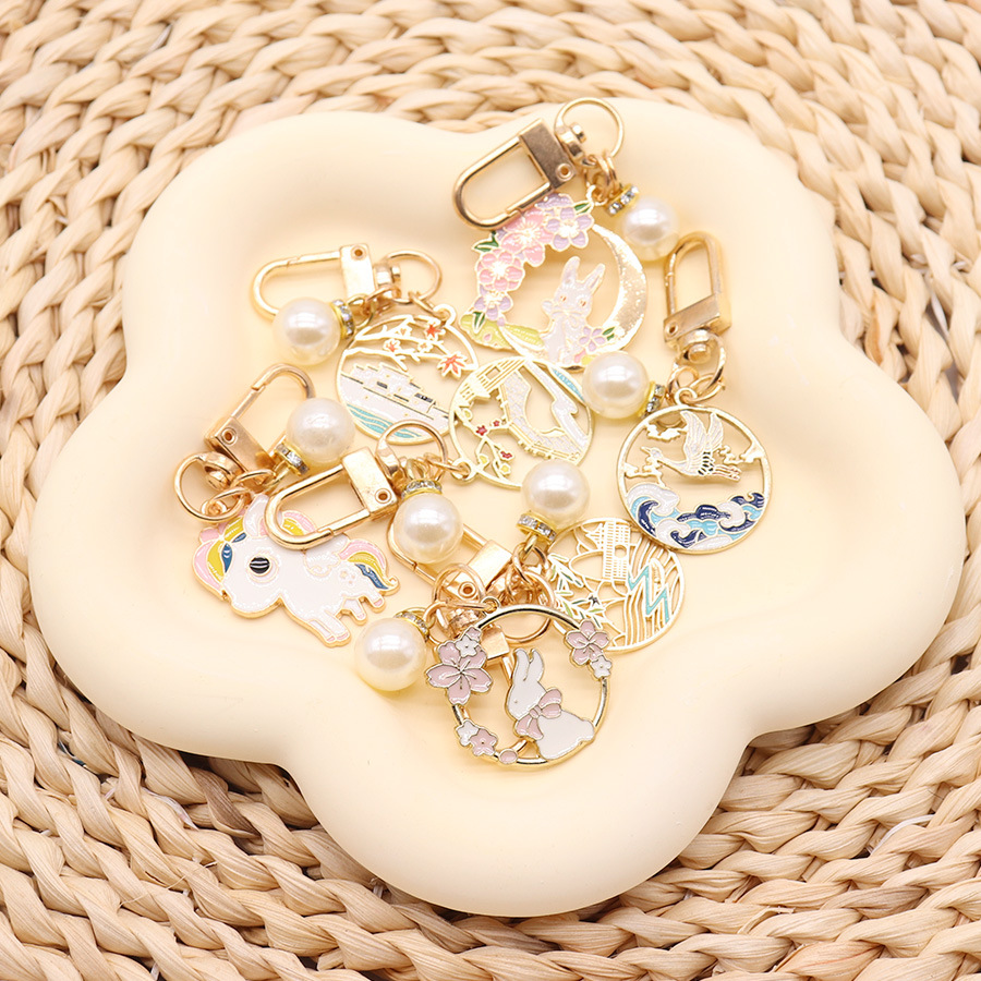 Original hecho a mano primavera, verano, Otoño e Invierno cuatro estaciones paisaje niños mochila colgante aleación goteo llavero bolsa Accesorios