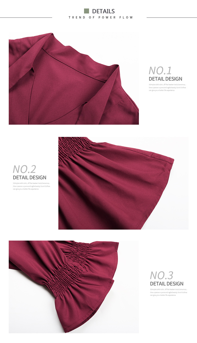 Solid Color Scarf Collar Slim Fit Elasticated Waist Speaker Long Sleeve Pullover Shirt - Blouses & Shirts - Uniqistic.com