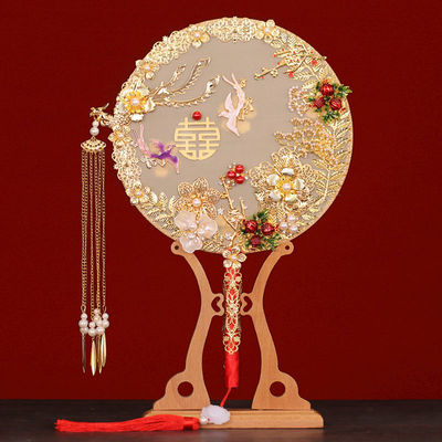 circular fan wholesale Antiquity Fan bride marry Accessories Dragon and gown Xiu clothing Chinese style Hand tied bouquet