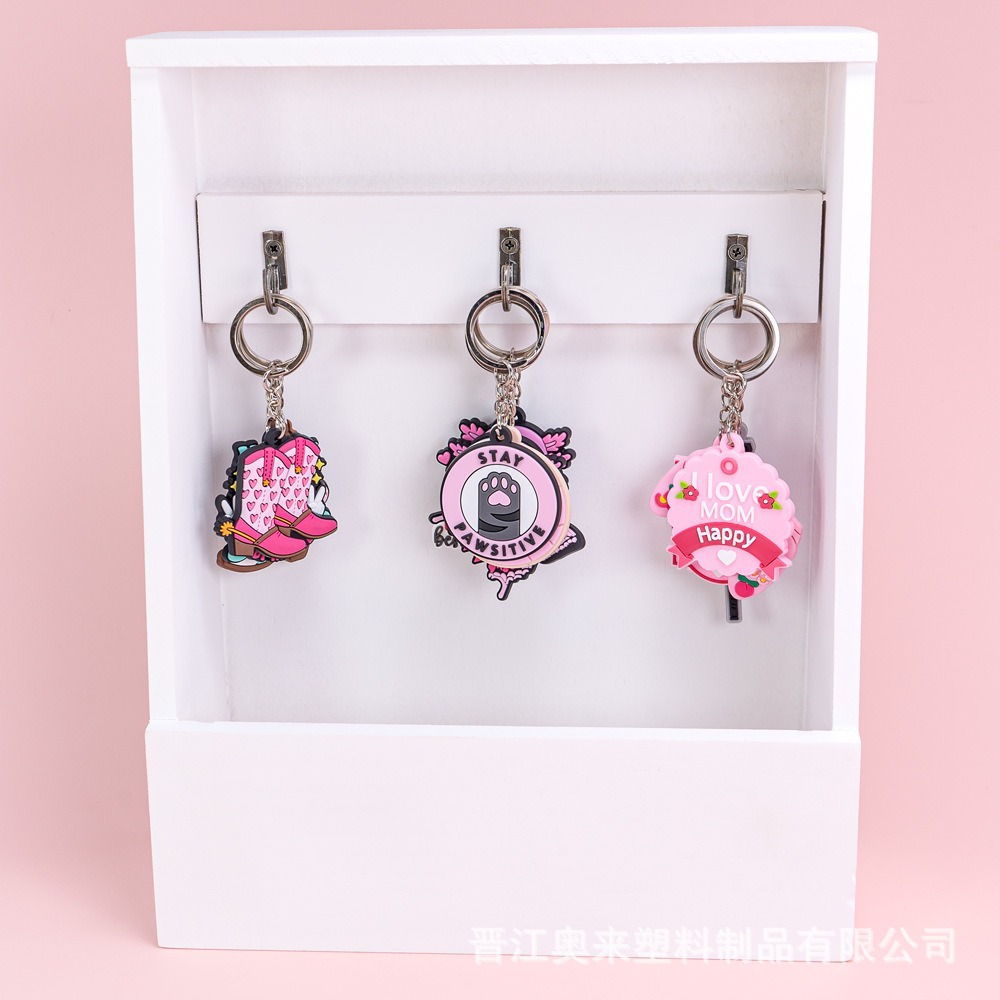 Transfronterizo rosa de dibujos animados llavero colgante regalos logotipo llavero PVC colgante llavero de goma blanda en stock