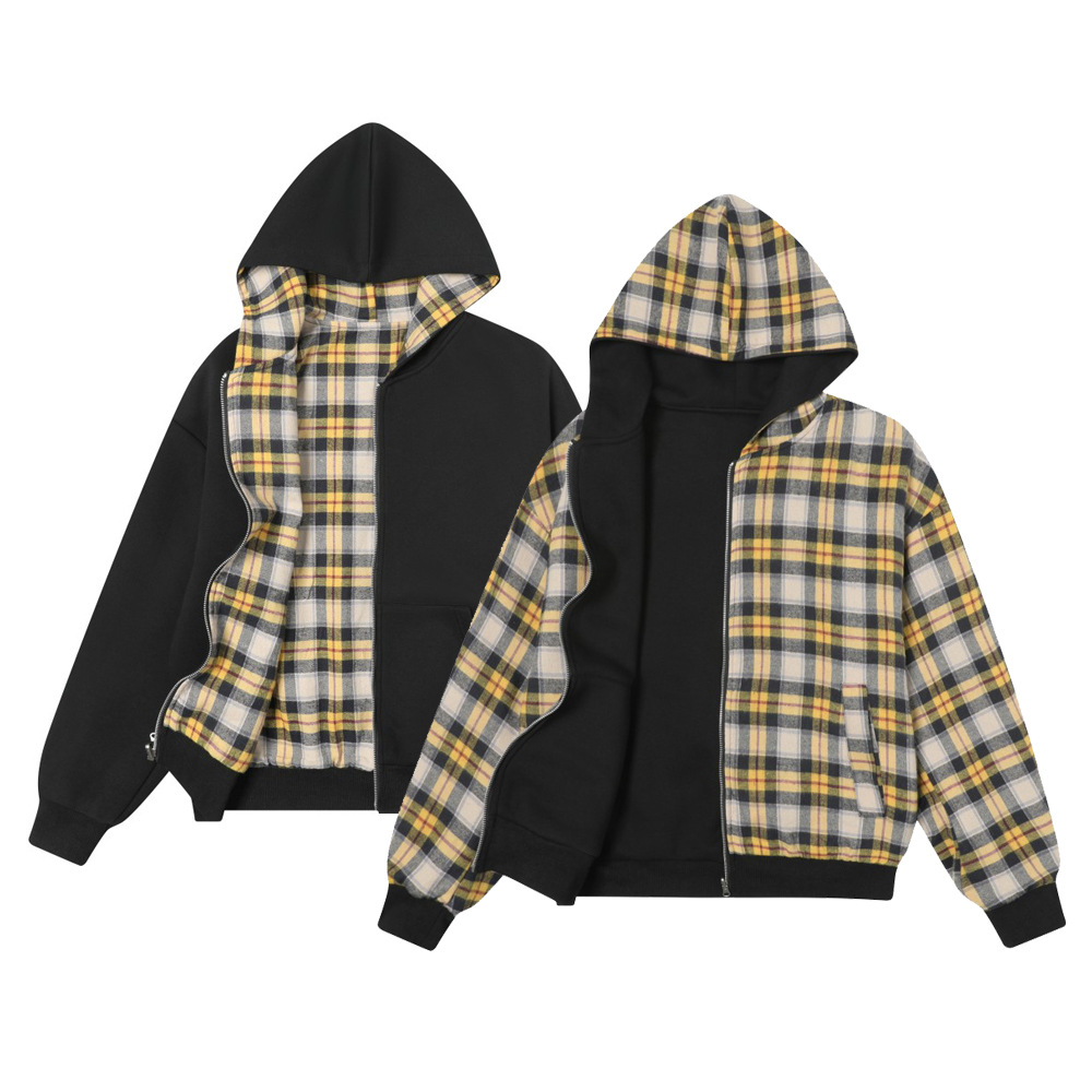 Felpa con cappuccio reversibile, autunno inverno, casual, sportiva, vestibilità ampia, versatile, con cerniera, giacca alla moda_voghion.com