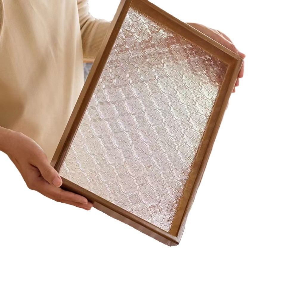 Bégonia retro bandeja de té rectangular de alto valor de madera refrigerio taza de té bandeja de té bandeja de vidrio