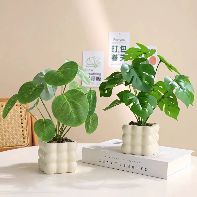 Комнатное растение для офиса, настольное украшение, цветочный горшок, искусственный цветок, высококачественное реалистичное искусственное зеленое растение, миниатюрный бонсай