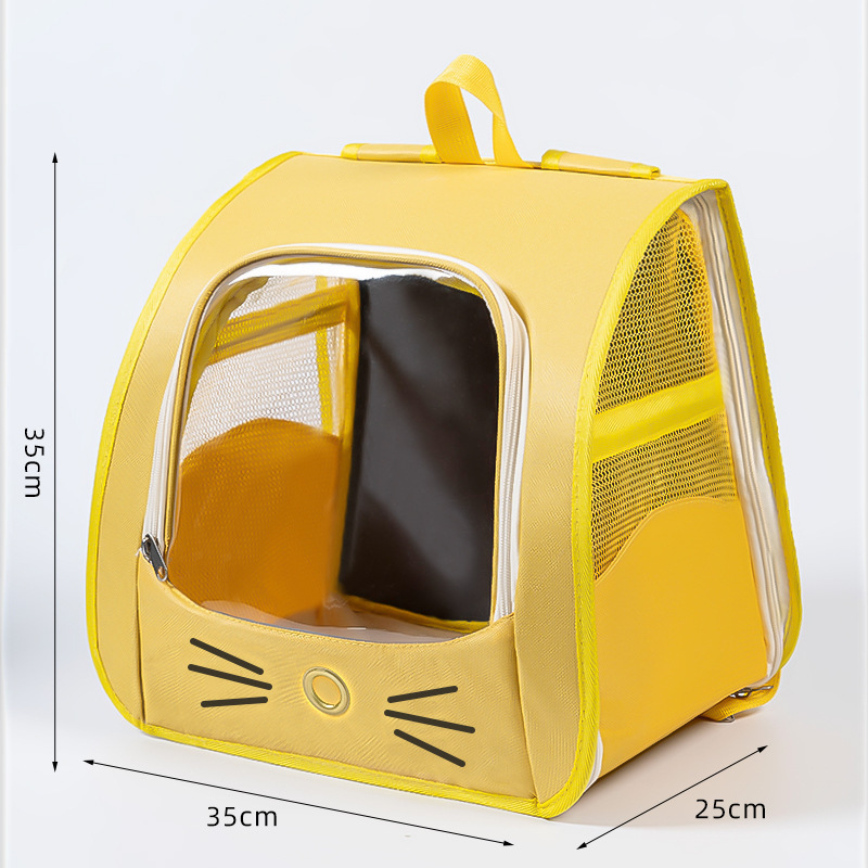 猫バッグ、旅行用ペットバックパック、キャビン猫スクールバッグ、ショルダーケージ、多機能バッグ、車載折りたたみ、なだめる、傷防止|undefined
