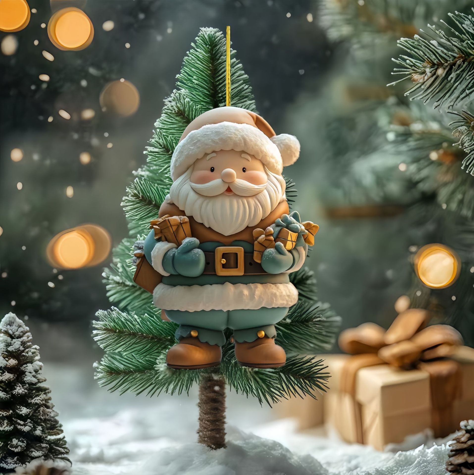 Acrílico plano transfronterizo colgante de Navidad Santa serie decoración del árbol de Navidad automóvil colgante acrílico
