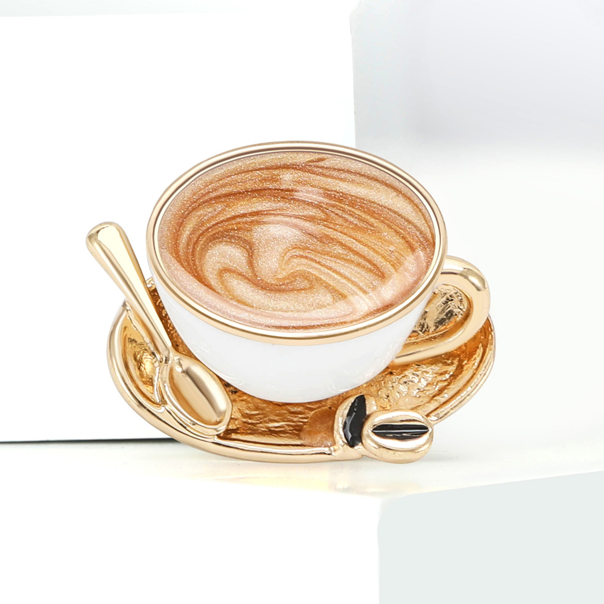 New Exquisite Creative Alloy Enamel Coffee Cup Brooch Personalized Creative Women's Clothing Corsage Jewelry Pin