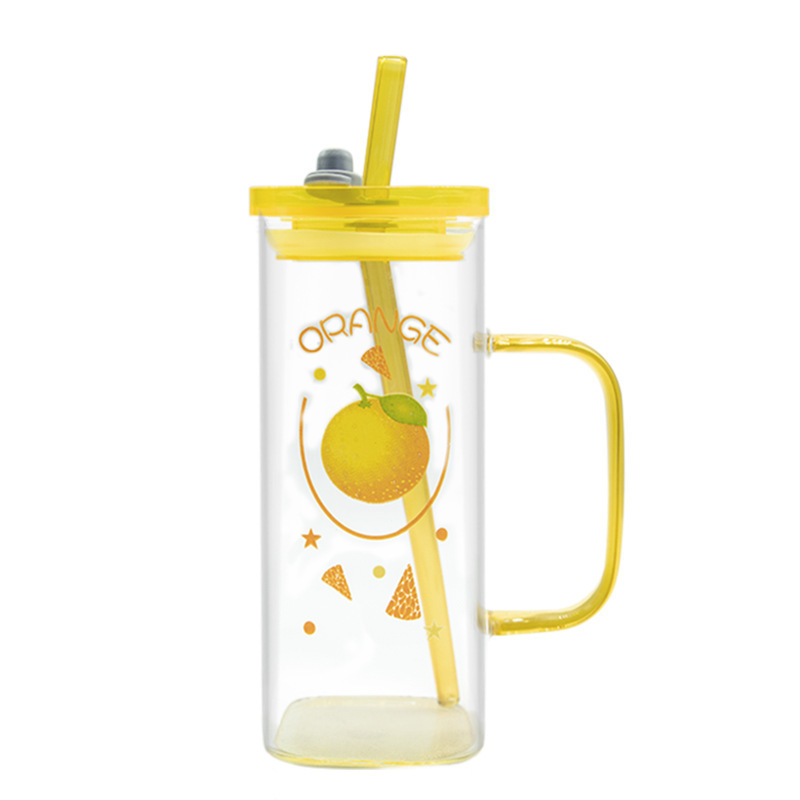 Tazas de mano de alto silicio de vidrio de color de alto valor de visualización tazas de agua tazas de leche tazas de paja tazas de jugo de frutas