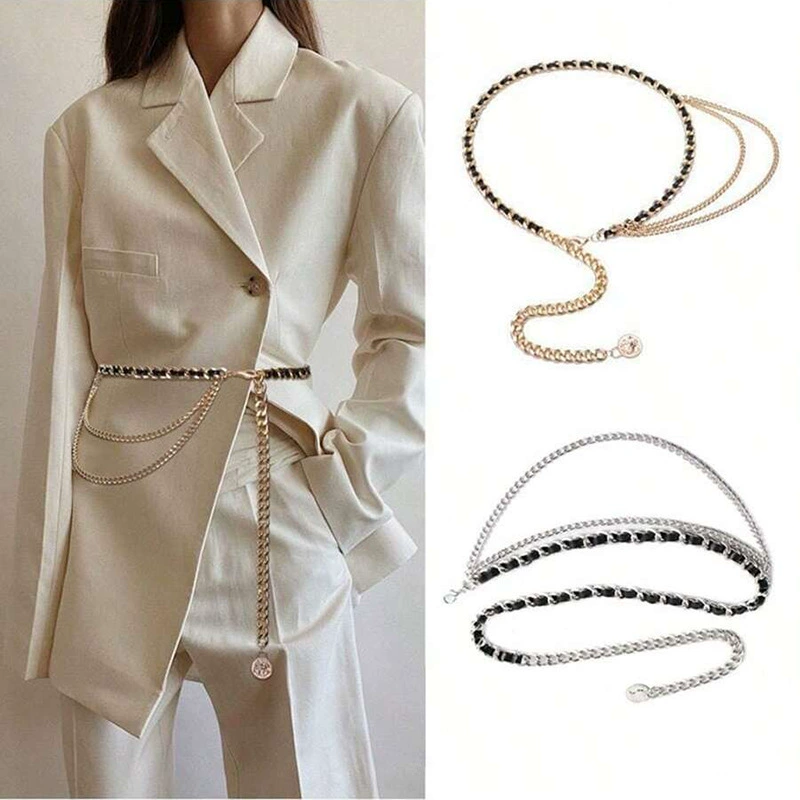 Европейские и американские трансграничные ювелирные изделия Мода три ряда цепи талии цепи женские украшения юбки дикие цепи кисточки пояса пояса оптом
