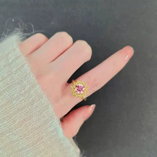 跨境热销解压转动戒指女旋转钻石太阳花镶钻开口可调节指环批发