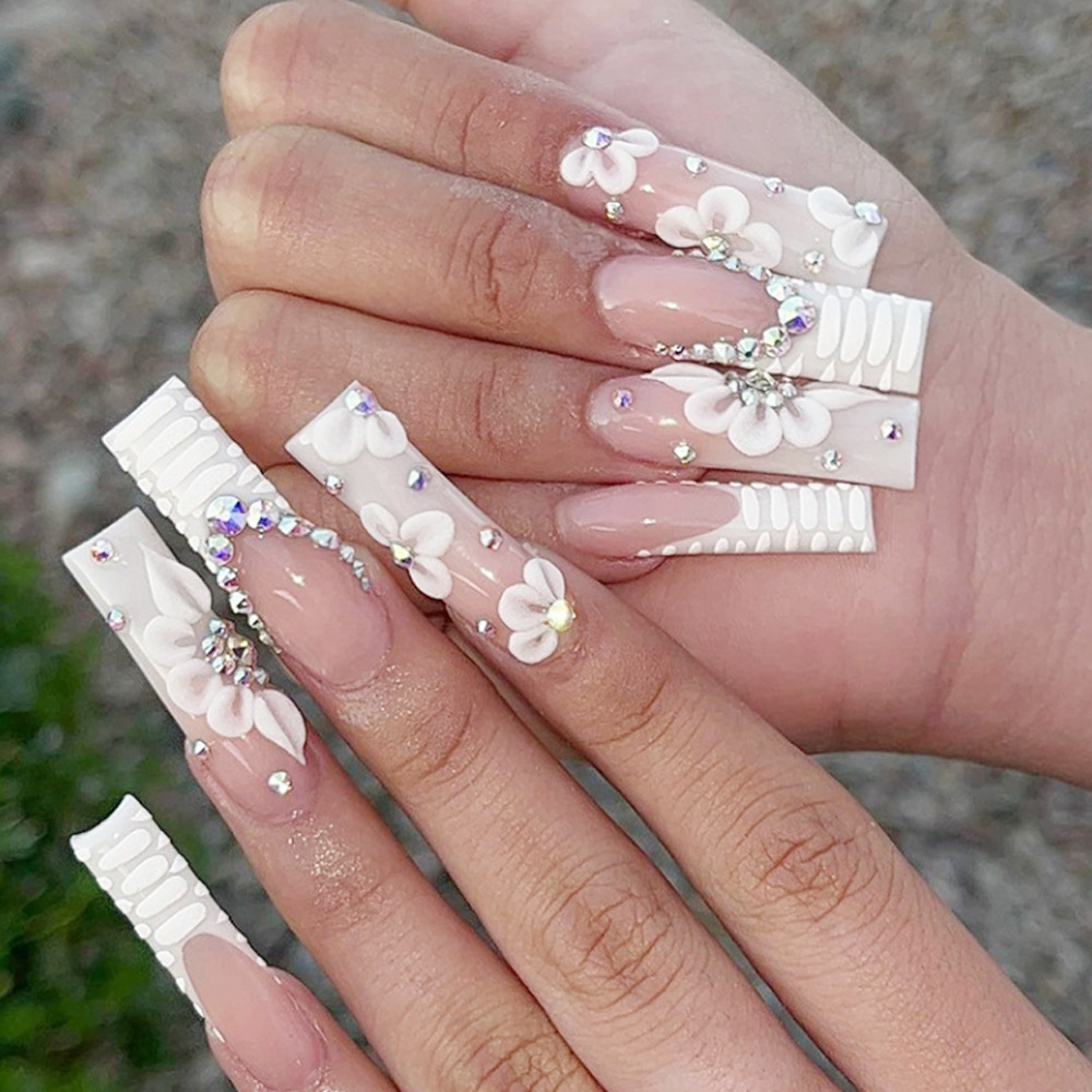 Cross-border uñas falsas uñas desgaste largo T-punto de la jalea del diamante del clavo del gel de uñas pieza de prensa al por mayor en las uñas